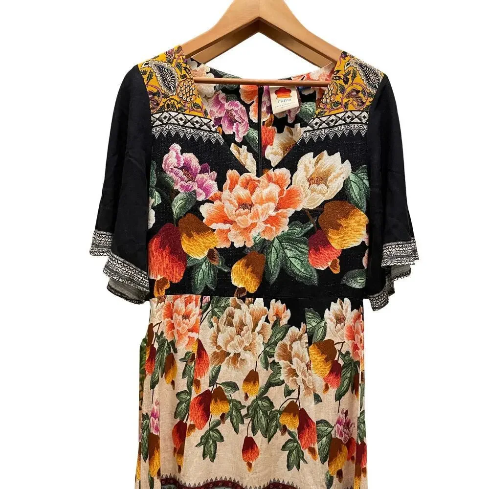 Farm Rio Esmeralda Floral Maxi Dress | Cottagecore, Boho Peasant S Sold Out Rare - Picture 5 of 8